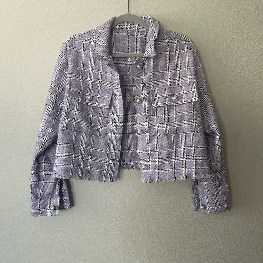 BP Plaid Tweed Crop Jacket Women’s Size L/XL